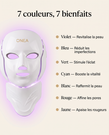 Masque LED ONEA - les 7 couleurs de luminothérapie et leurs bienfaits